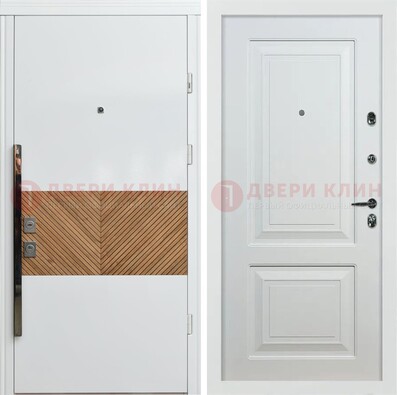 Белая железная дверь с МДФ в квартиру ДМ-476 в Мытищах