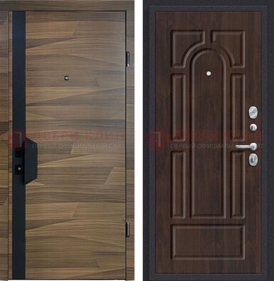 Коричневая железная дверь с МДФ панелями для квартиры ДМ-477 в Нижнем Новгороде