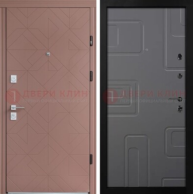 Красная стальная дверь в квартиру с МДФ хайтек ДМ-493 в Мытищах
