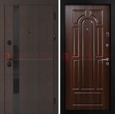 Темная входная дверь с МДФ панелями в квартиру ДМ-499 в Мытищах