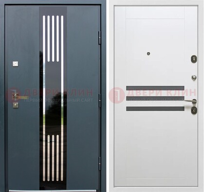 Темная квартирная дверь с разными МДФ ДМ-504 в Мытищах