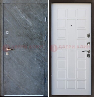 Железная дверь с МДФ серая и белая ДМ-505 в Мытищах