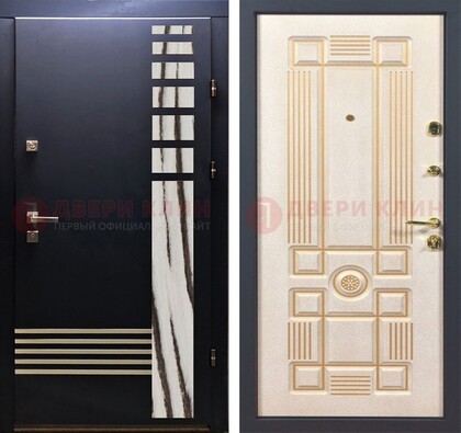 Черная железная дверь с МДФ панелями ДМ-510 в Мытищах