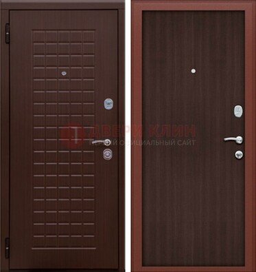 Коричневая металлическая дверь с МДФ ДМ-78 в квартиру в Ногинске