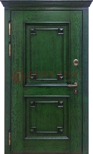 Зеленая входная дверь с массивом дуба ДМД-51