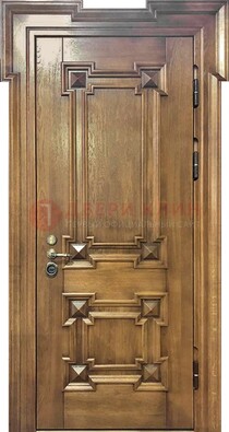Филенчатая железная дверь с массивом дуба ДМД-56 в Мытищах