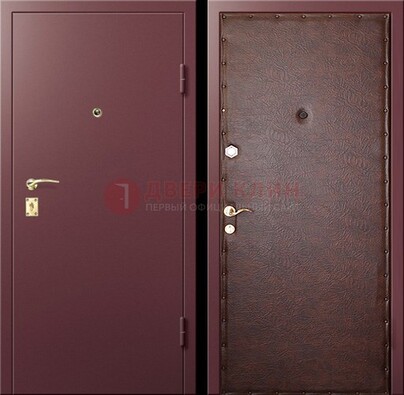 Бордовая железная дверь с нитроэмалью ДН-1 в Мытищах