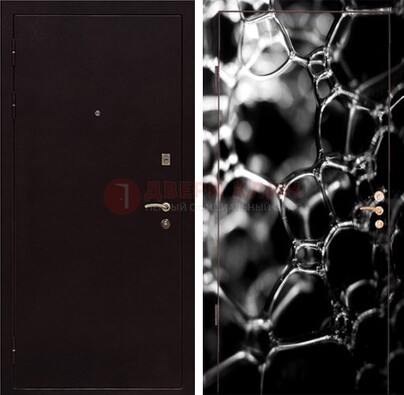 Черная стальная дверь с порошковым окрасом с фотопечатью ДП-158 в Мытищах