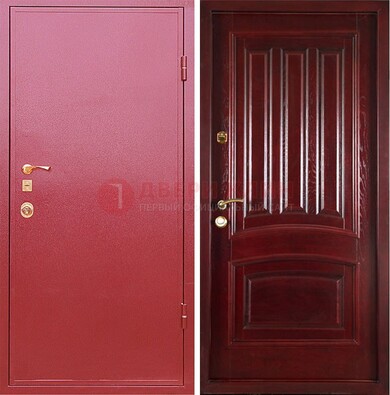 Красная металлическая дверь с порошковым напылением ДП-165 в Мытищах