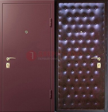 Бордовая железная дверь с порошковым напылением ДП-177 в Мытищах