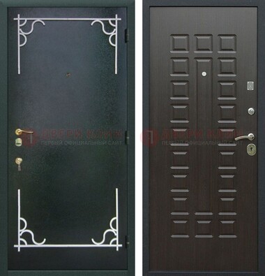Темная входная дверь с порошковым покрытием и МДФ венге ДП-223 в Мытищах