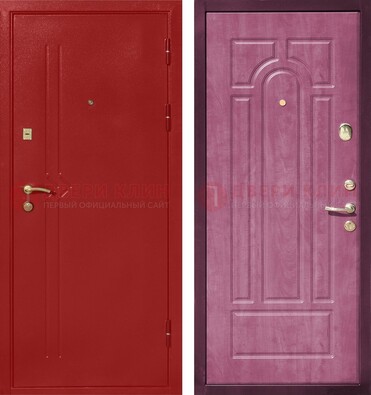 Красная входная дверь с порошковым напылением ДП-240 в Мытищах