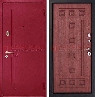Красная железная дверь с порошковым напылением ДП-242 в Мытищах