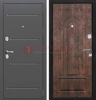 Железная дверь Антик серебро с порошковым напылением и МДФ Тисненый орех ДП-260 в Мытищах
