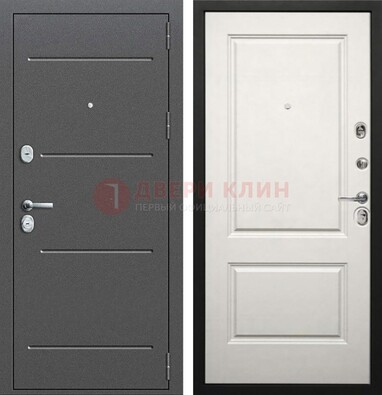 Серая стальная дверь с порошковым покрытием и светлой МДФ ДП-266 в Мытищах