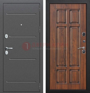 Стальная дверь с порошковым покрытием Антик серебро и филенчатой МДФ ДП-267 в Мытищах