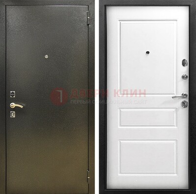 Входная дверь Темное серебро с порошковым напылением и белой МДФ ДП-272 в Мытищах