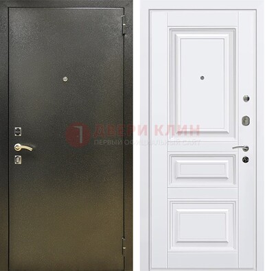 Железная темно-серая дверь с порошковым напылением и белой МДФ ДП-274 в Мытищах