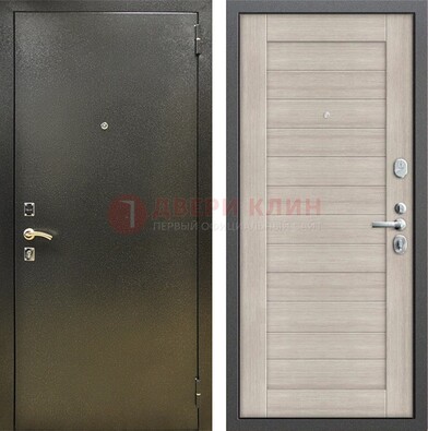 Стальная темно-серая дверь с порошковой отделкой и МДФ панелью ДП-278 в Мытищах