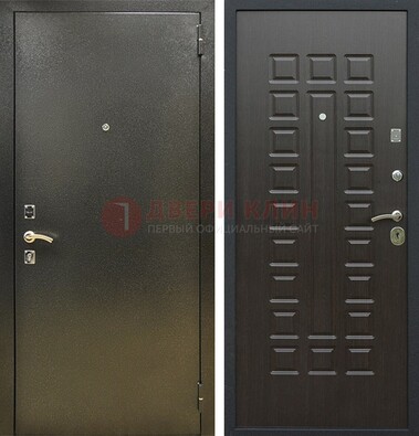 Темно-серая железная дверь с порошковым покрытием и МДФ Венге ДП-287 в Мытищах