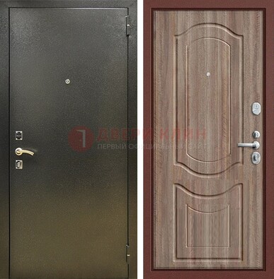 Темно-серая входная дверь с порошковым покрытием и коричневая МДФ ДП-290 в Мытищах