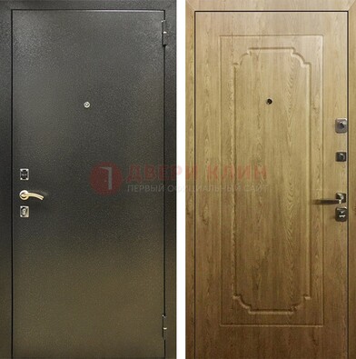Темно-серая входная дверь с порошковым покрытием и МДФ Золотой дуб ДП-291 в Мытищах