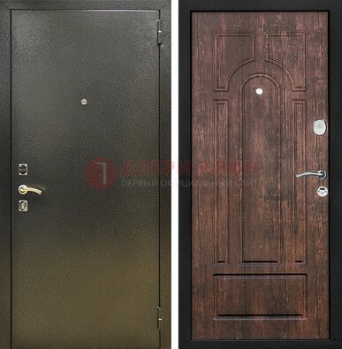 Темно-серая металлическая дверь с порошковым покрытием и МДФ коричневая ДП-292 в Мытищах