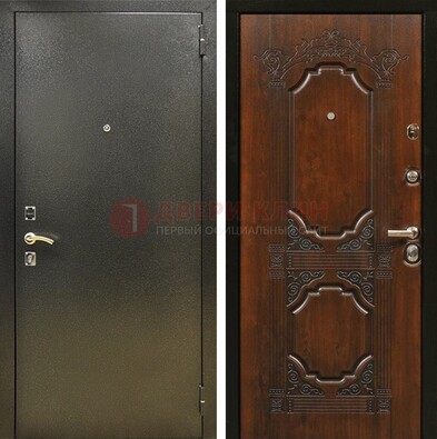 Входная дверь Темное серебро с порошковым покрытием и МДФ с узором ДП-293 в Мытищах