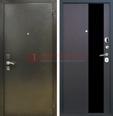 Входная темная дверь с порошковым покрытием и МДФ со стеклом ДП-294 в Мытищах
