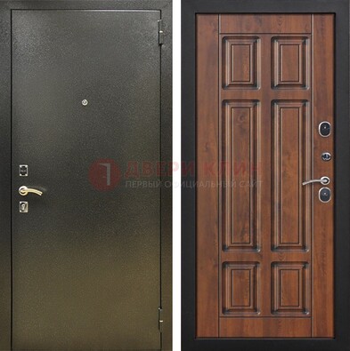 Металлическая входная темная дверь с порошковым напылением и МДФ ДП-299 в Мытищах