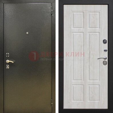 Входная темно-серая дверь с порошковым напылением и МДФ с филенкой ДП-302 в Мытищах
