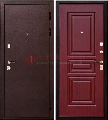 Бордовая входная дверь с порошковым окрасом ДП-36 в Мытищах