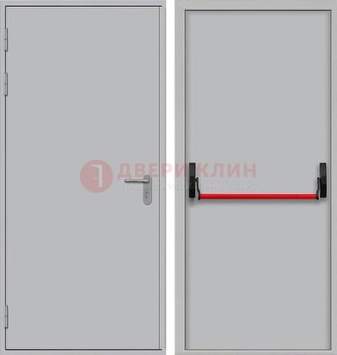 Белая металлическая противопожарная дверь с длинной ручкой ДПП-14 в Мытищах