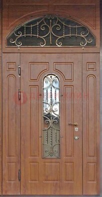 Одностворчатая парадная дверь Винорит со стеклом и ковкой ДПР-105 в Мытищах