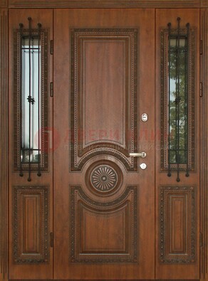 Парадная распашная стальная дверь Винорит со стеклом ДПР-106 в Мытищах