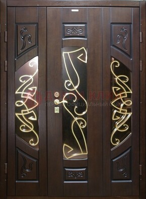 Парадная дверь со стеклом и ковкой ДПР-1 в каркасный дом в Мытищах