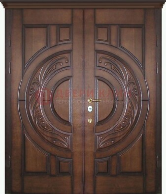 Утепленная коричневая стальная парадная дверь ДПР-51 в Мытищах