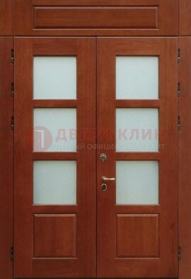 Металлическая парадная дверь со стеклом ДПР-69 для загородного дома в Краснодаре