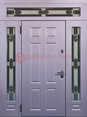 Филенчатая железная парадная дверь с фрамугами ДПР-82 в Мытищах