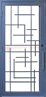 Современная железная решетчатая дверь синяя ДР-31 в Мытищах