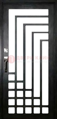 Черная стальная решетчатая дверь в современном стиле ДР-43 в Мытищах