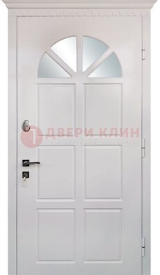 Светлая железная дверь со стеклом ДС-29 в Мытищах
