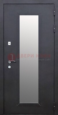 Черная стальная дверь порошок со стеклом ДС-33 в Мытищах
