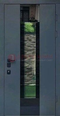Современная дверь со стеклом для коттеджа ДС-40 в Мытищах