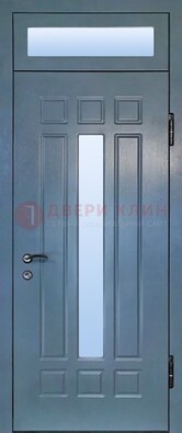 Серая металлическая дверь со стеклом ДС-70 в Мытищах