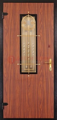 Дополнительная дверь со стеклом и золотой ковкой ДСК-16 в Мытищах