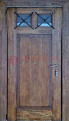 Металлическая дверь с Виноритом со стеклом и ковкой под старину ДСК-209 в Мытищах