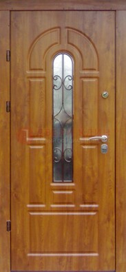 Железная дверь с Виноритом стеклом и ковкой для входа ДСК-261 в Курске