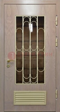 Железная дверь Винорит со стеклом и ковкой с решеткой ДСК-265 в Фрязино
