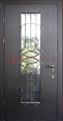 Остекленная стальная дверь с ковкой ДСК-26 в Мытищах